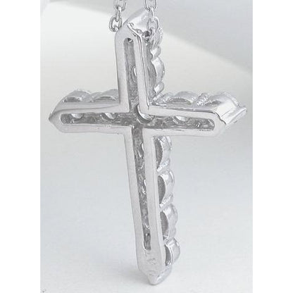 3.30 Ct Round Cut Diamond Cross Pendant 14K White Success