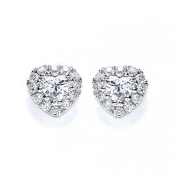 4.20 Carats Heart And Round Diamond Lady Stud Earrings White Gold 14K