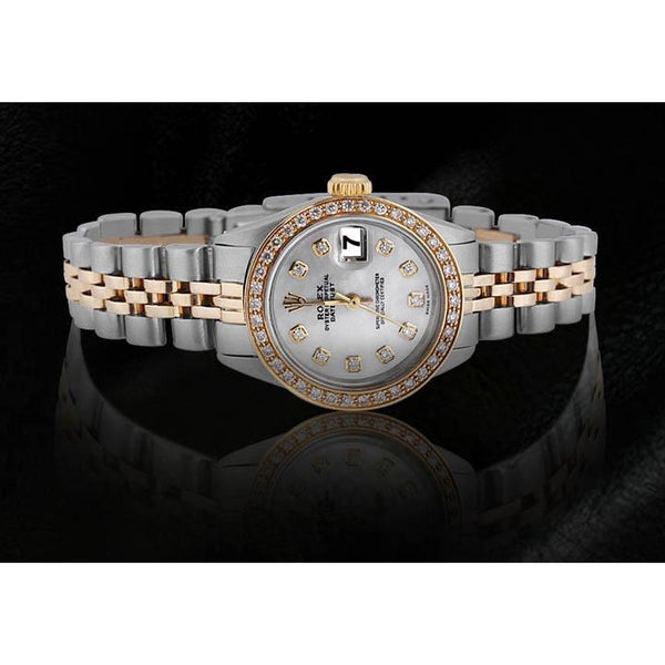 Rolex White Mop Diamond Dial Bezel Rolex Datejust Ladies Watch Ss & Gold