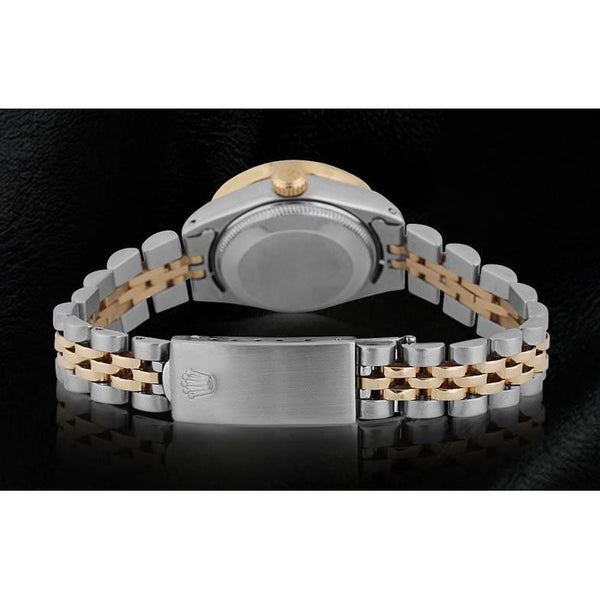 White Mop Diamond Dial Bezel Rolex Datejust Ladies Watch Ss & Gold Rolex