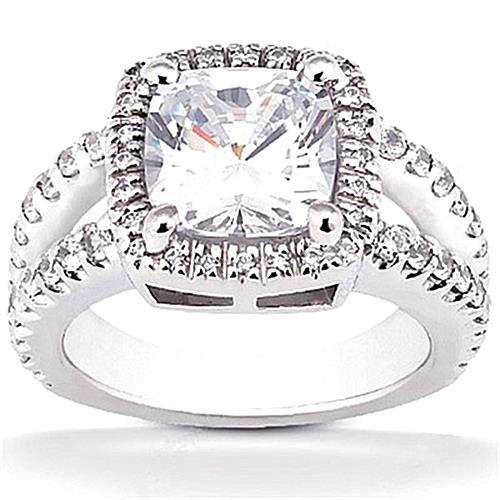 4.25 Carat Big Cushion Diamond Halo Setting Ring Gold Halo Ring