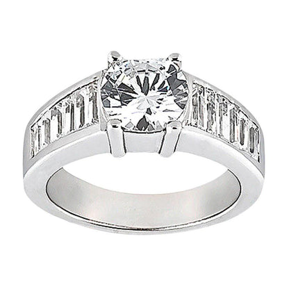 Biog Size  Brilliant Sparkling Solitaire Ring with Accents White Gold Diamond 