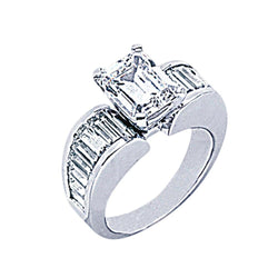 4.25 Cts. Diamond Engagement Ring Emerald Cut Solitaire With Accents