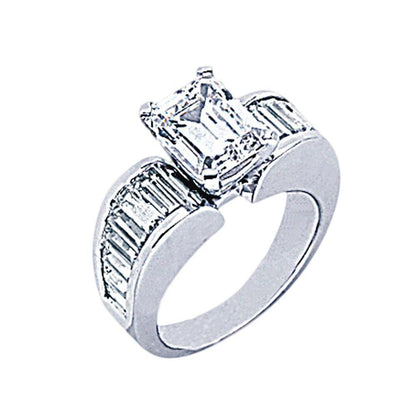 New Style Engagement Ring Emerald Cut Solitaire With Accents