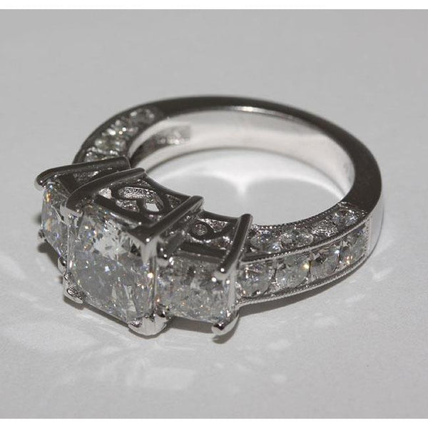 4.26 Ct.Diamonds Three Stone White Gold Engagement Ring Three Stone Ring