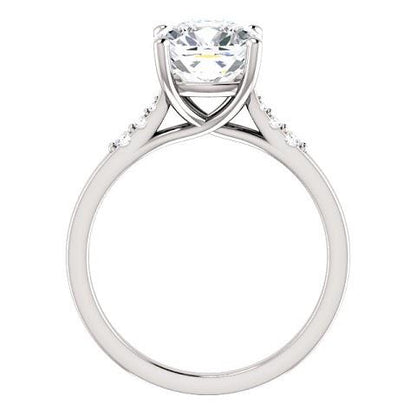 Lady’s Fancy Solitaire With Accents Cushion Diamond Engagement Ring