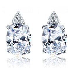 4.30 Carats Oval And Round Diamond Stud Earring White Gold 14K