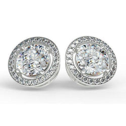 4.30 Carats Prong Set Real Natural Earth Mined Diamond Ladies Stud Earrings White Gold 14K