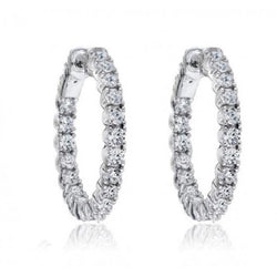 4.30 Carats Sparkling Brilliant Cut Diamonds Lady Hoop Earrings WG 14K