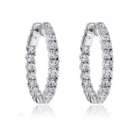 Brilliant stylish  Sparkling Brilliant Cut Diamonds Lady Hoop Earrings Gold White 
