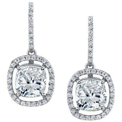 4.30 Carats Sparkling Diamonds Women Dangle Earrings Gold White 14K