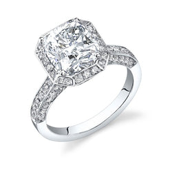 Natural  Sparkling Radiant Cut Diamond Halo Anniversary Ring 4.30 Ct White Gold 14K