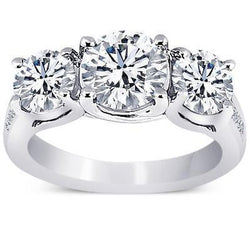 4.31 Carat Round Diamonds 3 Stone Style Wedding Anniversary Ring