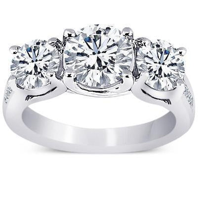 4.31 Carat Round Diamonds 3 Stone Style Wedding Anniversary Ring Three Stone Ring
