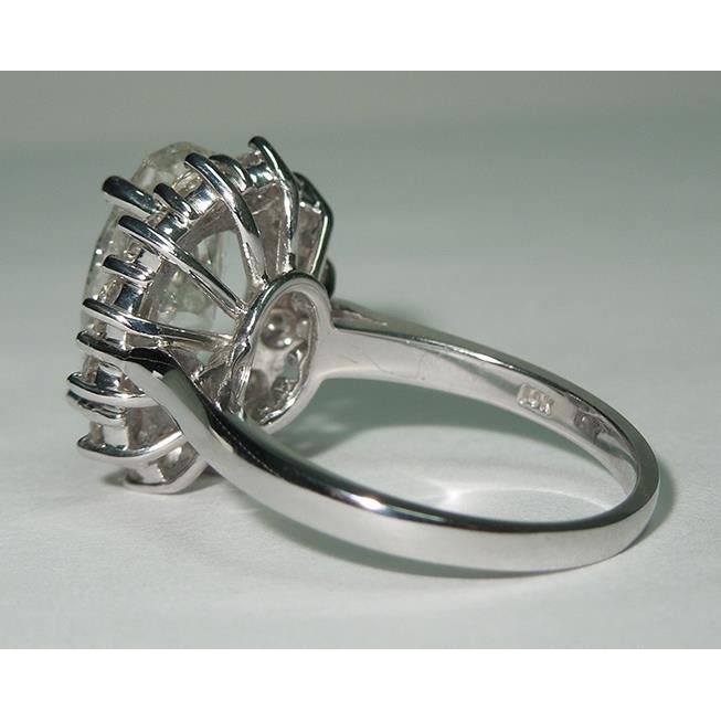 4.75 Carat Big Center Oval Diamond Halo Ring 