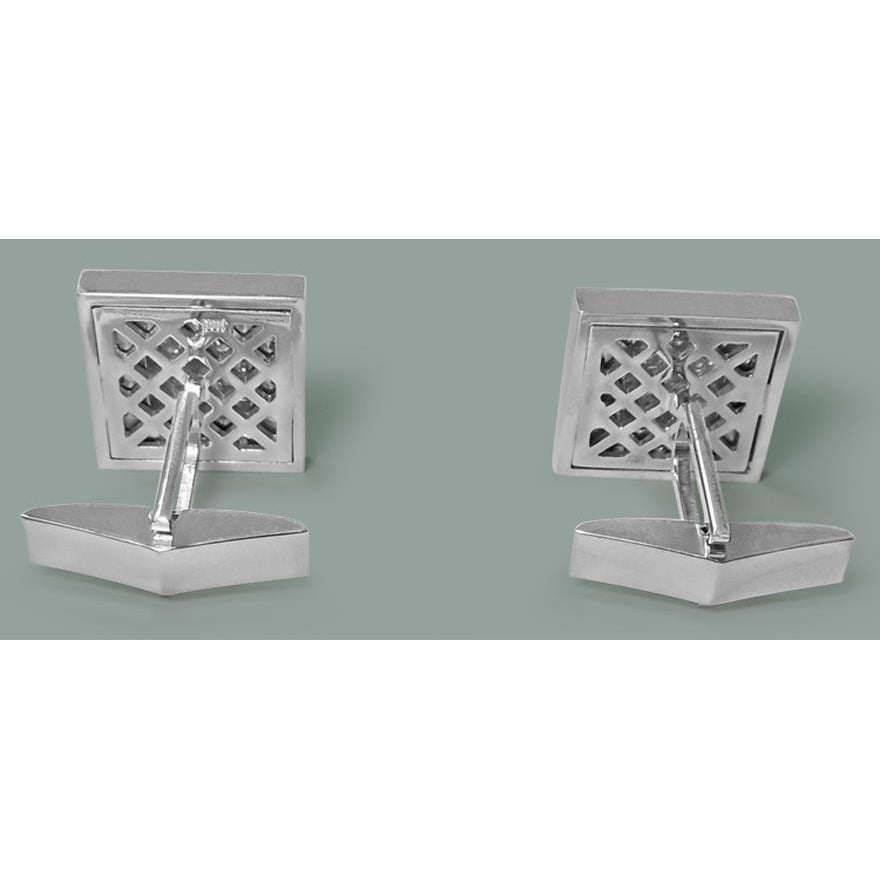 Earrings 14K White Gold Men'S Cufflink Pair 3.50 Carat Diamonds Cufflinks