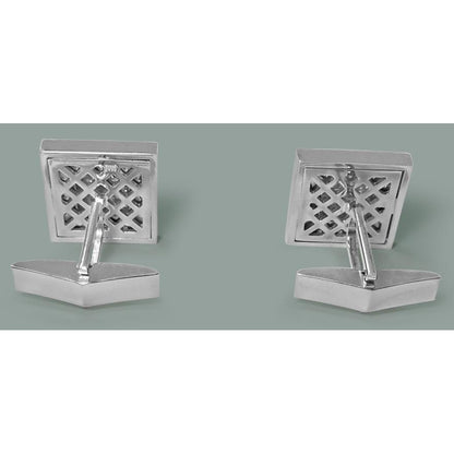 Earrings 14K White Gold Men'S Cufflink Pair 3.50 Carat Diamonds Cufflinks