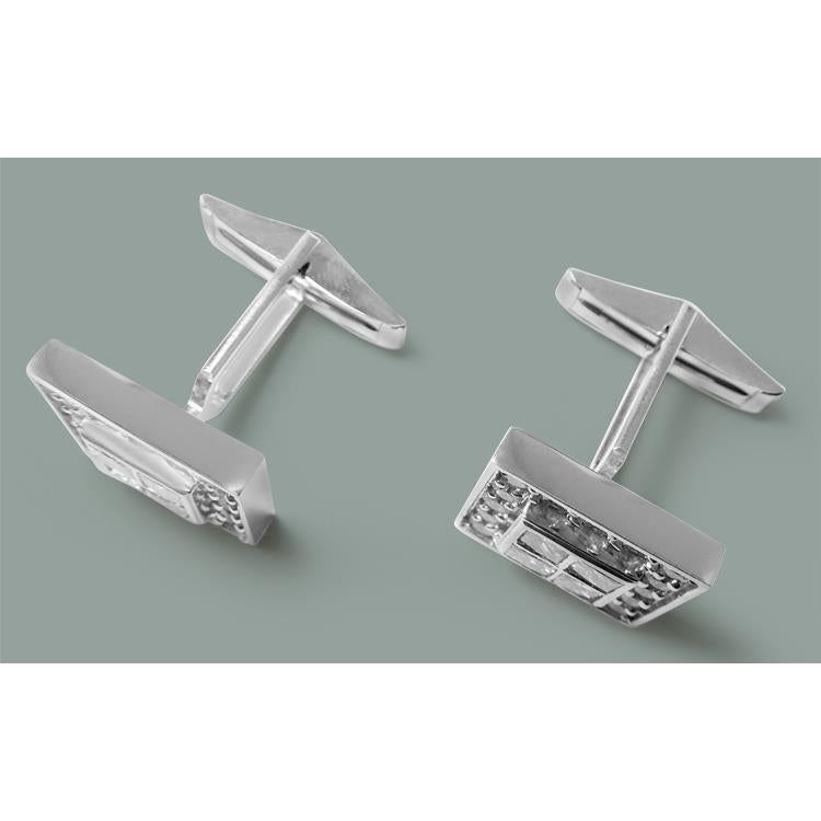 14K White Gold Men'S Cufflink Pair 3.50 Carat Diamonds Cufflinks Earrings
