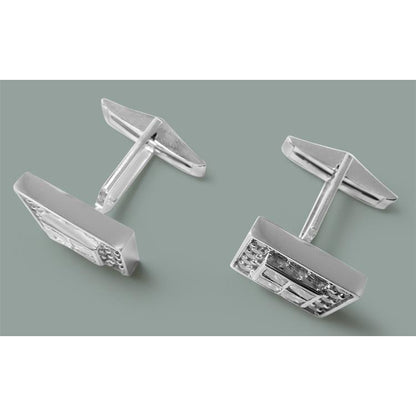 14K White Gold Men'S Cufflink Pair 3.50 Carat Diamonds Cufflinks Earrings