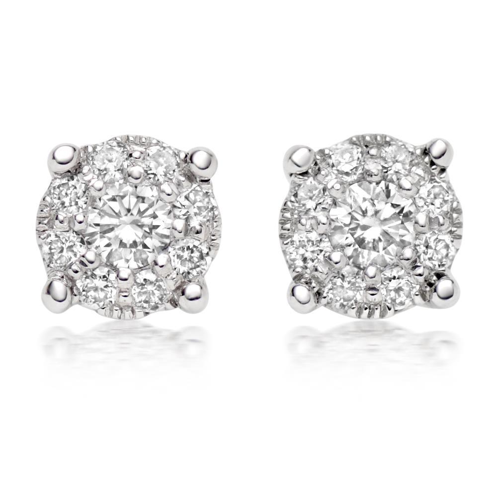  Brilliant Cut Diamonds Ladies Studs Halo Earring Halo Stud Earrings