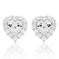 2.80 Carats New Round And Heart Cut Diamond Halo Stud Earrings