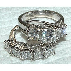 Diamond Ring Engagement Band Set New 4.51 Carats White Gold 14K