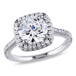 Natural  4.5 Carats Halo Round Cut Diamond Wedding Ring Platinum