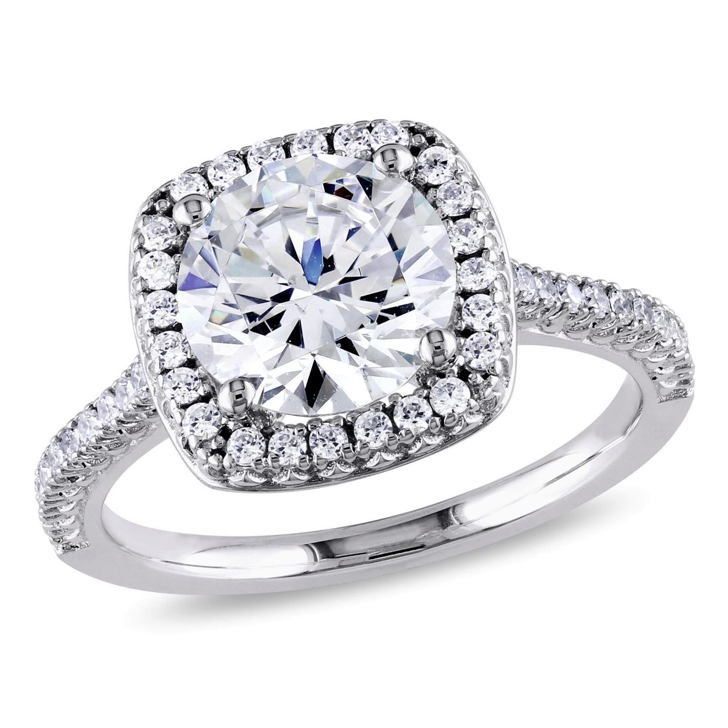 4.5 Carats Halo Round Cut Diamond Wedding Ring Platinum Halo Ring