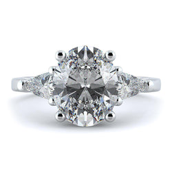 4.5 Carats Oval Cut Diamond Three Stone Engagement Ring White Gold