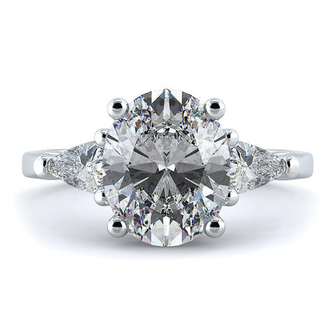 4.5 Carats Oval Cut Diamond Three Stone Engagement Ring White Gold Three Stone Ring
