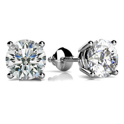 4.50 Carats Prong Set Round Solitaire Natural Earth Mined Diamond Stud Earring White Gold