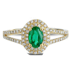 4.5 Ct Oval Cut Green Emerald With Diamond Ring