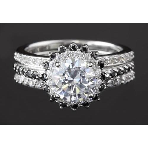 4.50 Carats Anniversary Ring Set Round Diamond Halo Set Halo Ring