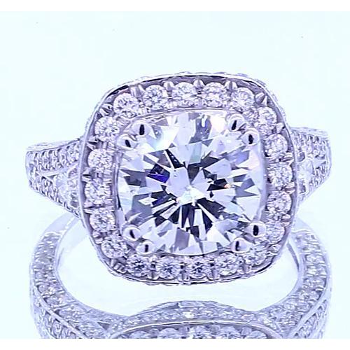 4.50 Carats Diamond Round Halo Set Anniversary Ring White Gold 14K Halo Ring