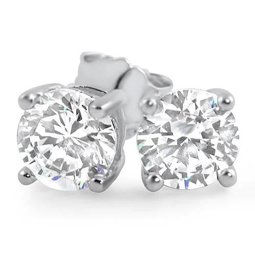  Diamond Studs Lady’s White Gold Round Anniversary Stud Earrings