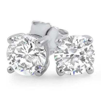  Diamond Studs Lady’s White Gold Round Anniversary Stud Earrings