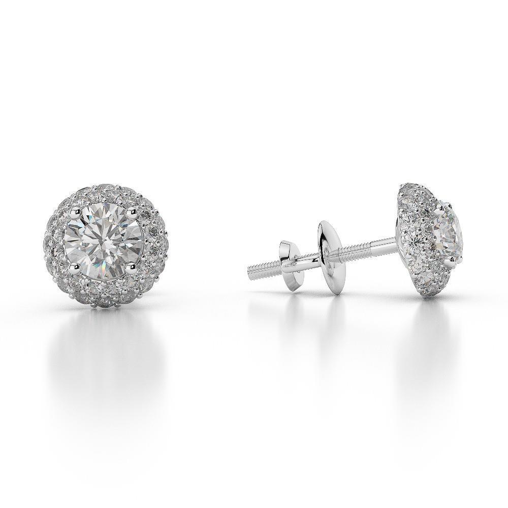New  Diamonds Women Studs Halo Earrings White Gold  