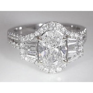 4.50 Carats Oval Cut Diamond Three Stone Anniversary Ring Split Shank Vs1 F Engagement Ring Set