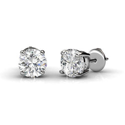 4.50 Carats Prong Set Round Lab Grown Diamonds Studs Earrings White Gold 14K