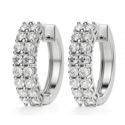 4.50 Carats Round Cut Diamonds Ladies Hoop Earrings 14K White Gold