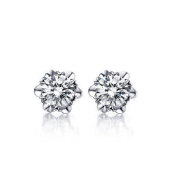 4.50 Carats Round Cut Lab Grown Diamonds Stud Earrings White Gold 14K