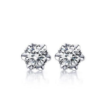 New Style  Round Cut Diamonds Stud Earrings White Gold Stud Earrings