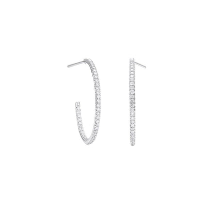 4.50 Carats Round Cut Diamonds Women Hoop Earrings 14K White Gold Hoop Earrings