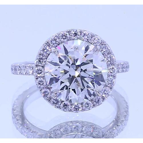 4.50 Carats Round Diamond Anniversary Ring Halo Setting Halo Ring