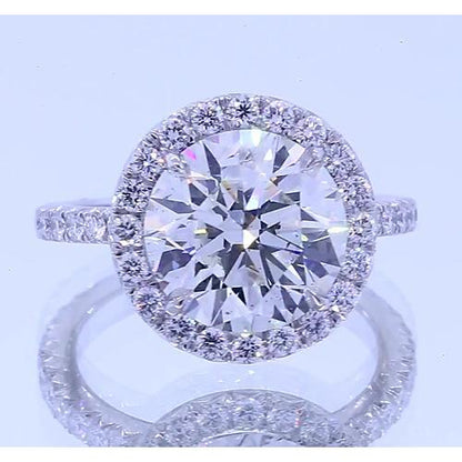 4.50 Carats Round Diamond Anniversary Ring Halo Setting Halo Ring