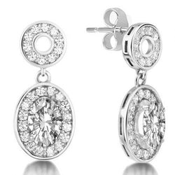 4.50 Carats Sparkling Round Cut Diamonds Dangle Earrings White Gold