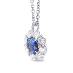 4.50 Carats Sri Lanka Blue Sapphire Diamonds Pendant Necklace Gold