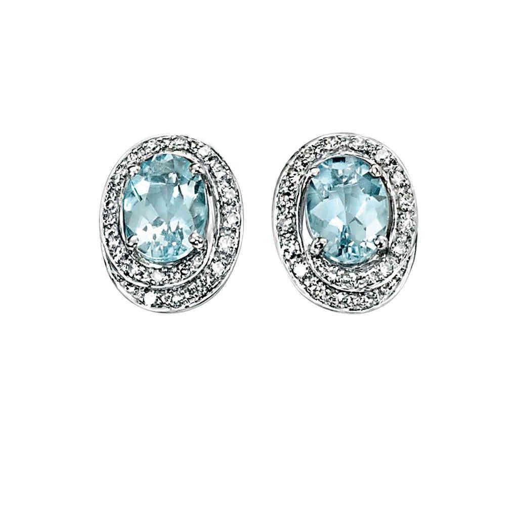  Fancy Engagement  Aquamarine And Diamonds Lady Studs Earring White Gold  Gemstone Earring