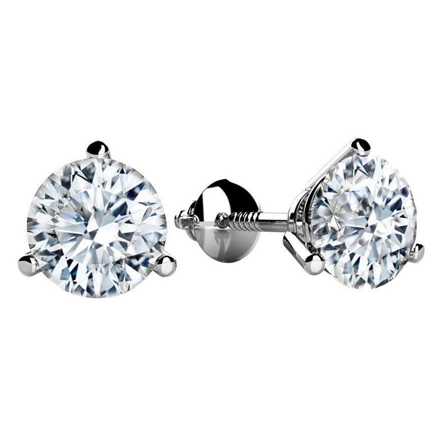 natural round diamond 4.50ct earring front view
