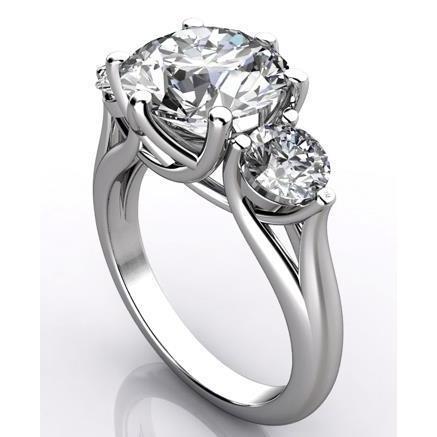 4.51 Carats E Vvs1 Round 3 Stone Diamond Engagement Ring Trellis Style Three Stone Ring